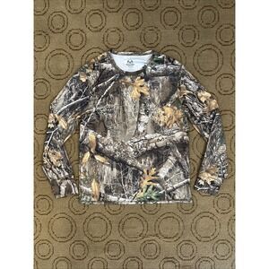 Realtree Edge Camo Long Sleeve Shirt Men Size M Brown Green Hunting Performance